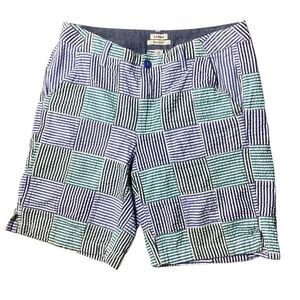 L.L. Bean Seersucker Patchwork Bermuda Shorts Favorite Fit Women’s 8